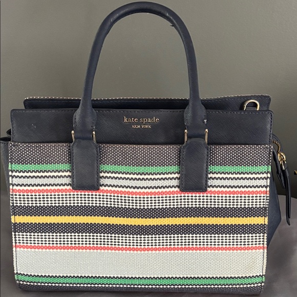 kate spade Handbags - Kate Spade Navy and Striped Satchel